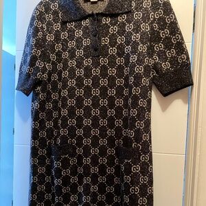 GUCCI Lamé GG jacquard polo dress size XL